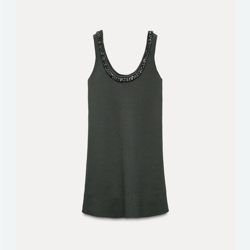 ZARA Embellished Gray Mini Dress - Picture 3 of 7